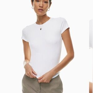BNWOT- Aritzia Wilfred Free Stellar Stretchy Ribbed Crewneck T-Shirt White (XS)